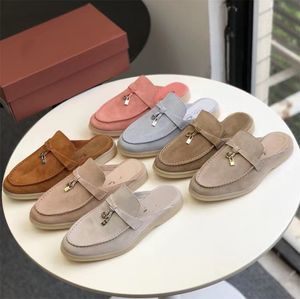 Derniers créateurs Pantoufles Sandales en cachemire de qualité supérieure pour femmes Chaussures pour femmes Boucle classique Bouts ronds Talon plat Confort de loisirs Mocassins pour femmes quatre saisons avec boîte