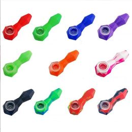 Derniers tuyaux en silicone en forme de diamant avec bol en verre paquet cadeau tabac à la main fumer tuyau d'eau herbe sèche pour silicone bong barboteur