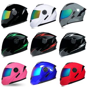 Último casco de motocicleta con tapa Modular de seguridad aprobado por DOT Voyage Racing casco de doble lente visera Interior