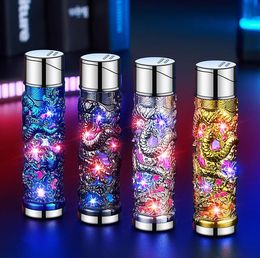 Dernier dragon LED Jet Light 4 Colors Metal gonflable pas de gaz cigare butane Lighters Lighters Fumer Tool Accessoires