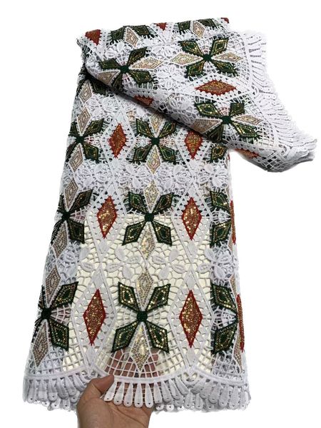 Último bordado de seda de leche, 5 yardas, malla de lentejuelas, guipur multicolor, vestido africano, tela artesanal de costura, fiesta de alta calidad, banquete, disfraz de dama nigeriana 2023 YQ-1068