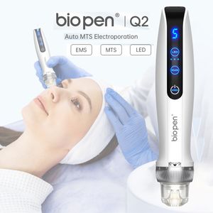 Dernier EMS Electroporation Beauty Machine Bio Pen Q2 Microoneedle Skin Care Derma Stra avec une luminothérapie LED pour la barbe / repousse des cheveux