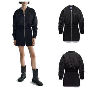 Prrra's última moda de lujo para mujer, chaqueta bomber ajustada sexy, Vestido corto, chaleco elástico, camiseta informal de manga larga con falda