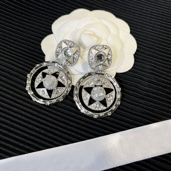 Dernières boucles de boucle d'oreille de mode Drop concepteur boucles d'oreilles d'oreille de qualité supérieure en acier inoxydable or argent plaqué femmes cristal perl vogue de mariage bijoux cadeau