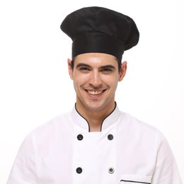 Última moda El Chef sombreros para hombres y mujeres Cafe Shop Work Cap Color sólido Headwear Toque Chefwear Wide Brim
