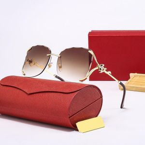 Nieuwste mode dames zonnebrillen luipaardhoofd matte hardware textuur ultra wide spiegel composiet metaal fullframe gradient thee gold luxe zonnebril voor vrouwen