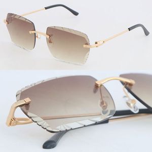 Última moda Metal sin montura CF6G52CF Gafas de sol Hombre Mujer Diseñador Corte de diamante Gafas de sol Protección Diseño al aire libre Gafas de sol de oro Tamaño óptico 60-20-140MM