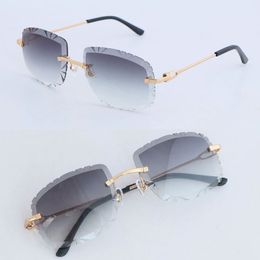 Últimas gafas de sol sin montura de metal de moda Hombre Mujer Diseñador Corte de diamante Gafas de sol Protección Diseño al aire libre 00500 Gafas de sol Tamaño óptico 62-20-140MM