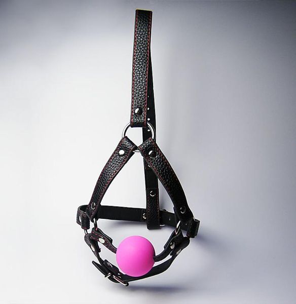 Dernier harnais en cuir noir réglable pour femme avec bouche en silicone Gag Ball Équipement de bondage Passion Flirt BDSM Sex Toy Noir Rose3378006