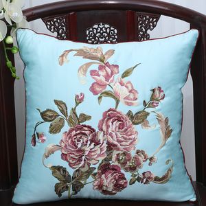 Fine broderie pivoine fleur housse de coussin taie d'oreiller canapé chaise coussin joyeux noël coussin couvre style chinois luxe oreiller couvre