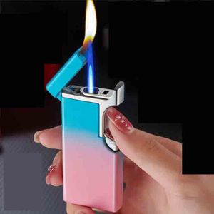 Briquet à Jet de flamme, Double torche gonflable, sans gaz, coupe-vent en métal, briquet à cigares au Butane, outil pour fumer, 7 couleurs, dernier modèle