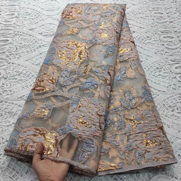 Dernier tissu de brocart floral tissu de dentelle jacquard tissu de maille d'organza damassé nigérian tissu de filet de tulle français pour la couture DJO20 240104