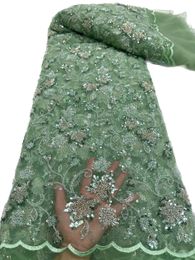 Dernière française Net Tulle dentelle perlée broderie paillettes tissu de luxe 5 mètres femmes africaines robe de mariée mariage couture dame nigériane moderne de haute qualité 2023 KY-9028