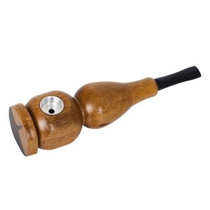 Dernière Gourd Style Tuyaux En Bois Naturel Filtre Trou Bol En Métal Portable Innovant Herbe Tabac Porte-Cigarette Fumer Pipes En Bois