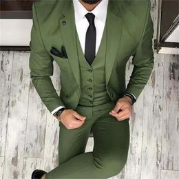 Dernière Green Mens Slim Fit Skinny Skinny 3 pièces Tuxedo Custom Groom Blazer Prom Part Party Suits Terno Masculino