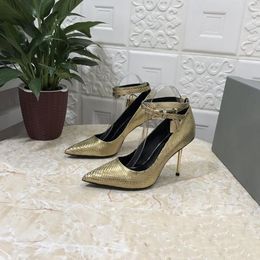 Nieuwste dames sandalen en hoge hakken Stiletto puntige teen enkelriem gesp geworden met slot decoratieve jurk casual banket mode mode mode 35-42