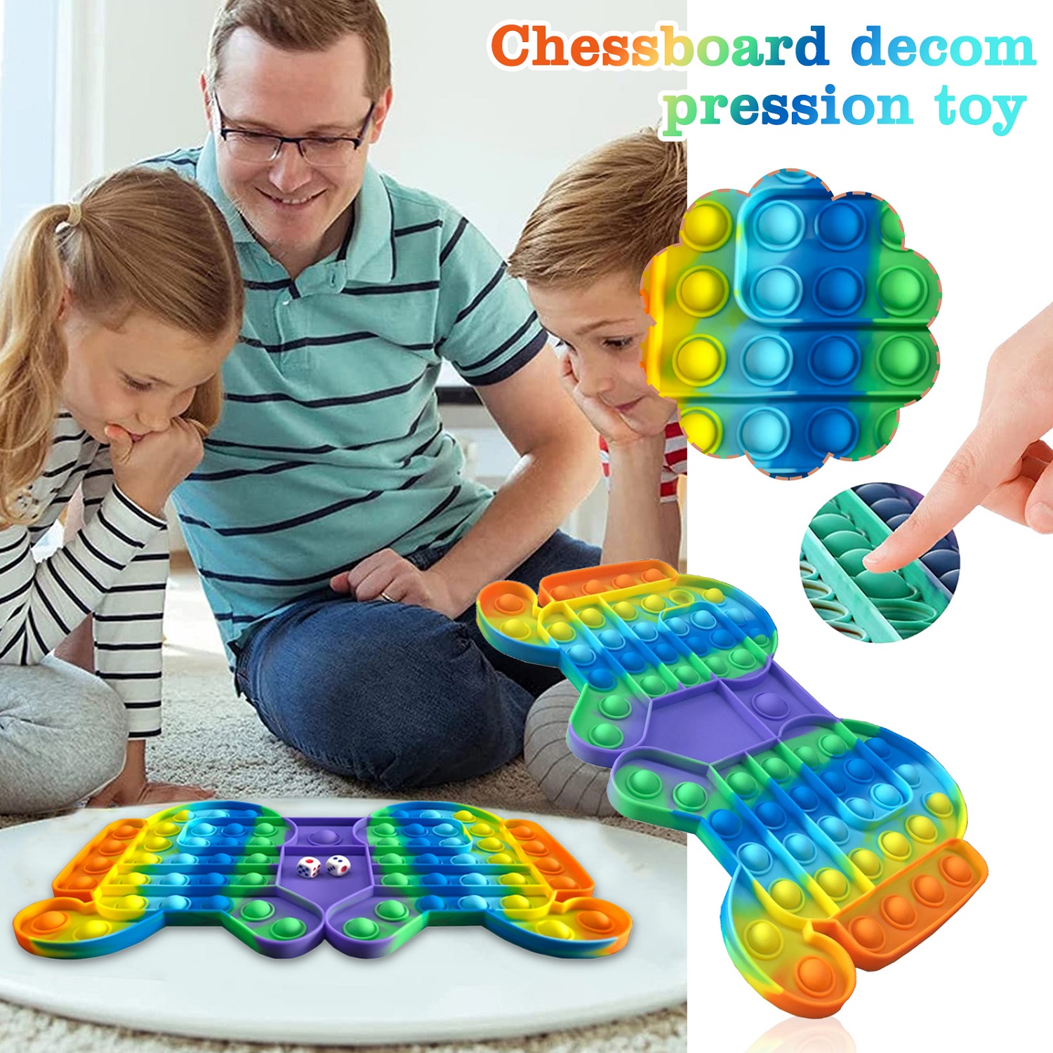 Ultimo gioco di grandi dimensioni Fidget Toy Rainbow Chess Push Bubble Fidgets Giocattolo sensoriale per giochi interattivi genitore-figlio