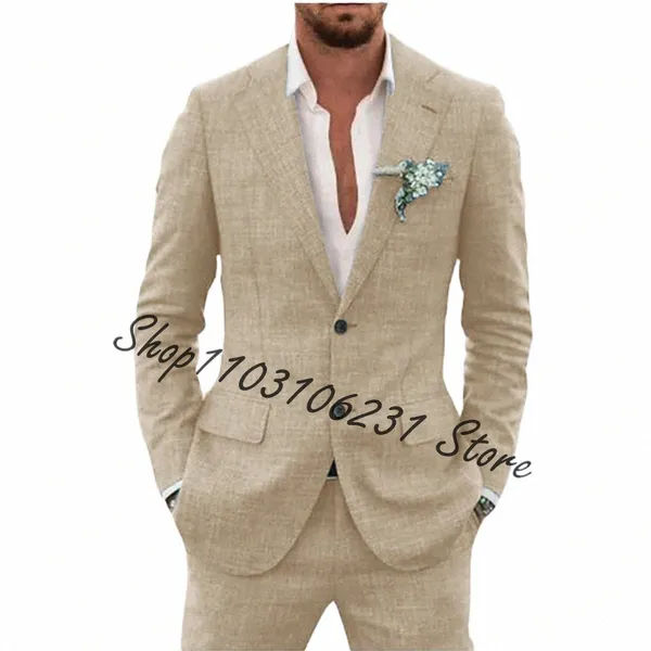 Dernières vestes en lin pour hommes Pantalons Casual Groom Tuxedos Costumes de mariage pour hommes 2 pièces Slim Fit Meilleurs costumes pour hommes Costume Homme Mariage g1jD #