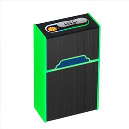 Nieuwste lichtgevende sigarettenkokerhouder container met USB-aansteker Glow in Dark oplaadbare elektrische 20 stuks capaciteit voor roken gereedschap accessoires