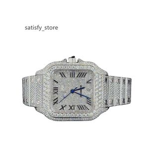 nieuwste luxe Iced Out-horloge met moissanite diamanten ketting voor heren en hoogwaardig automatisch uurwerk mosinite diamanten horloge