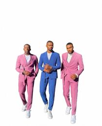 Dernier luxe rose hommes costume ensemble slim fit garçons d'honneur marié mariage Dr Tuxedo Fi Designs fête scène blazer pantalon 2 pièces 37sS #