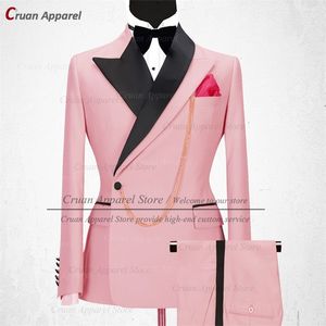 Dernières luxe rose hommes costume ensemble slim fit garçons d'honneur marié robe de mariée smoking design de mode fête scène blazer pantalon 2 pièces 220815