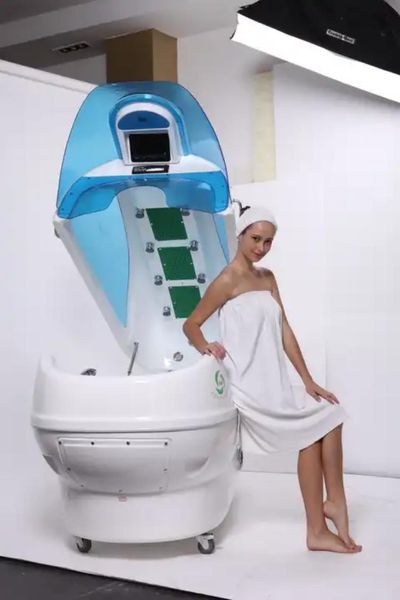 Últimas cápsulas adelgazantes de sauna de estilo tumbado que combinan equipo de cápsulas de spa de sauna de vapor de masaje de agua de hidroterapia seca por infrarrojos