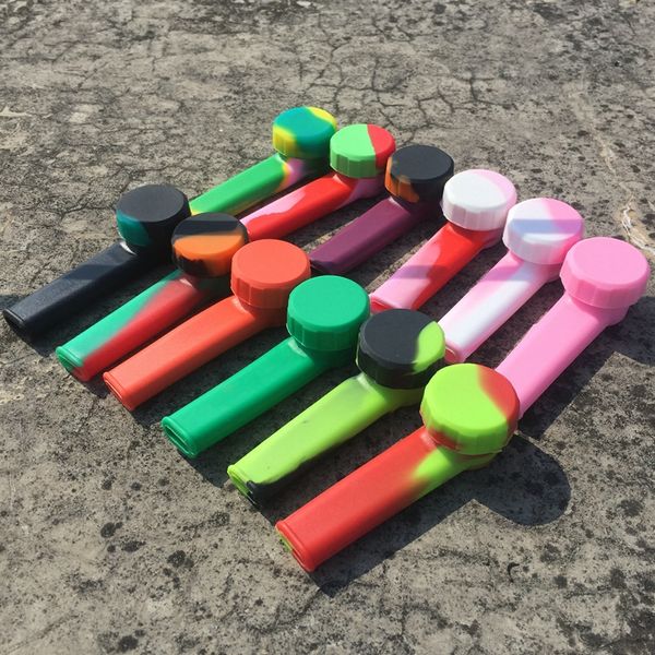 Últimos mini tubos de silicona coloridos Filtro de metal innovador Tazón de pantalla porosa con tapa Porta cigarrillos de tabaco portátil para hierbas Pipas para fumar DHL