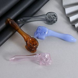 Dernier Mini Fumer Crânes Colorés Style Pyrex Tuyaux En Verre Épais Tube De Filtre Portable Herbe Sèche Cuillère À Tabac Bol Pipes Main Porte-Cigarette À La Main