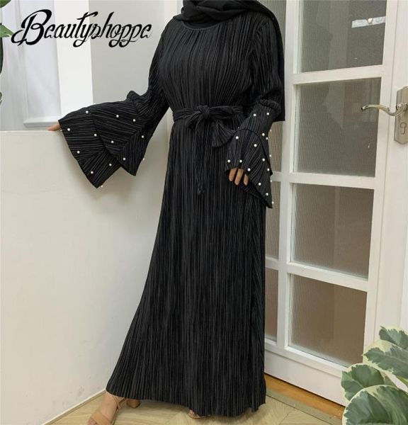 Dernière mode moderne à volants Polka vêtements islamiques caftan avec perle femmes musulmanes Maix tenue décontractée Abaya1323281