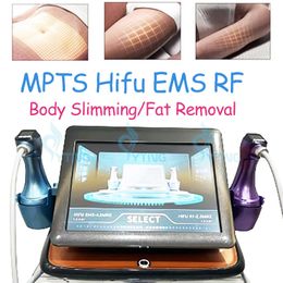 Dernière MPTS 12D Hifu EMS et RF, élimination de la graisse du ventre, réduction de la Cellulite, Machine amincissante avec 2 poignées