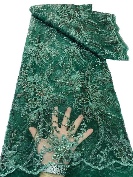Dernières paillettes multicolores français Net Tulle dentelle 5 mètres tissu de broderie couture florale robes de femmes africaines violet moderne femme nigérian vêtements en vente KY-6358