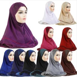 Dernier musulman Amira Hijab Cap Patchwork Turban Islamic Arab Schauls Instant Cover Cover Wrap Malaysia Selendang Hair Accessories 240410