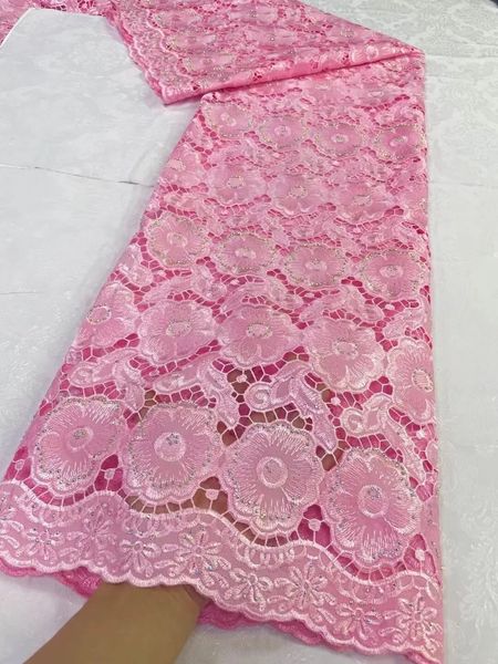 Dernier tissu en dentelle en coton nigérian de haute qualité brodé de luxe suisse tissu de dentelle robe de soirée africaine pour femmes JL317 240312