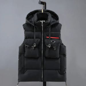 Dernier manteau de gilet à capuche pour hommes original Manteau de gilet sans manches en coton pour hommes de créateur de mode Veste Automne Hiver Chaud Épaississement Manteau de gilet doux M-4XL