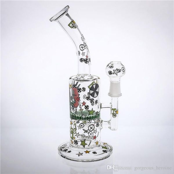 Honeycomb Pedolato de dibujos animados de dibujos animados BONG con tazón 11 pulgadas Tuberías de agua para fumar Tubos de agua conjuntos 14.4mm Dos Función Plataformas de petróleo Hookahs DAB RIG