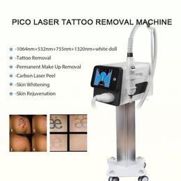 Nieuwste Picosecond Laser Tattoo Removal 1064nm + 532nm + 755nm + 1320nm carbon peeling + witte pop huidverjonging hoofd / Schoonheidsapparatuur verwijderen Tattoo Laser Machine