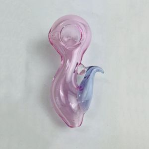 Nieuwste Roze Gebogen Glas Pyrex Dik Glazen Handpijpen Draagbare Filter Kruid Tabak Lepel Kom Roken Bong Houder Innovatieve Handgemaakte Sigarettenhouder Tube DHL