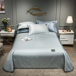 Dernier produit Couleur unie en refroidissement en relief sur le lits de matelas glacé adaptés aux draps et taies d'oreiller 3 articles de literie de luxe Silver Grey 240510