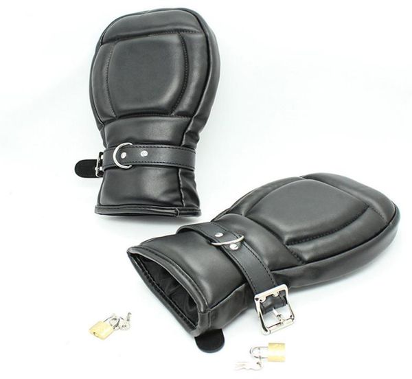 Dernières mitaines rembourrées en cuir PU Mitaines souples Gants de poing de paume de chien Menottes de main Bondage BDSM Retenue Jeux de sexe pour adultes Jouet pour couple 1369844