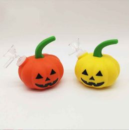 Nieuwste Pumpkin Hookah Halloween Silicone Water Pipe Bongs met glazen kom beker draagbare opvouwbare rookwaterolie rig