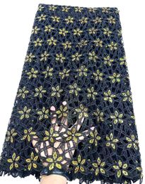Nieuwste pailletten koord polyester guipurekant borduurwerk mesh stof 5 yards Afrikaanse vrouwen jurk bruiloft avondkostuums moderne Nigeriaanse 2023 hoge kwaliteit YQ-1103