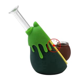 Dernier Silicone Avocat Fumer Bubbler Tuyaux De Filtre En Verre Épais Portable Herbe Sèche Tabac Huile Rigs Bol Porte-Cigarette Tube Pipe À Eau Bulle Main Bong DHL