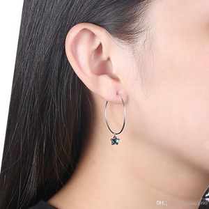 Dernière beauté Simple en argent Sterling brillant minuscule étoile cerceaux breloque boucles d'oreilles femmes bijoux légers 3cm 1.9g