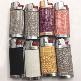 Dernière Fumer Coloré PU Cuir Zinc Métal Remplaçable À L'intérieur Étui À Briquet Gaine Boîtier Coque Protection Manchon Portable Herbe Sèche Tabac Porte-Cigarette