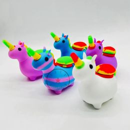 Dernières fumeurs colorés en silicone Hookah Bong Pipes Kit Unicorns Style Bubbler Herb Tobacco Verre Filtre Spoon Bowl