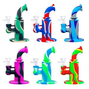 Dernier Fumer Coloré Silicone Narguilé Bong Pipes Kit Portable Amovible Bureau Style Bubbler Herb Tabac Verre Filtre Mâle Bol Pipe À Eau Porte-Cigarette DHL