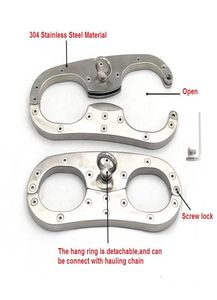 Nieuwste Rvs Bondage Cangue Fix Handboeien Afneembare Hang Ring Metalen Polsboeien Terughoudendheid Schandpaal Volwassen Seksspeeltje Voor Mal5842441