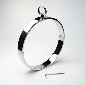 Laatste Rvs Nek Ring Kraag Restraint Necklet Bondage Pins Vergrendeling Volwassen BDSM sexy Spelletjes Speelgoed Voor Man Vrouw