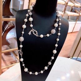 Nieuwste stijlen dames trui keten hanger kettingen chanells sieraden ontwerper luxe c logo herfst en winterchoker cclies Pearl Long-Chain 55